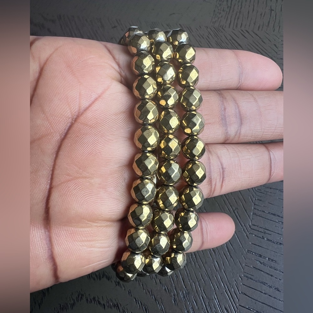 Faceted hematite bracelet 8mm 7’ (one)